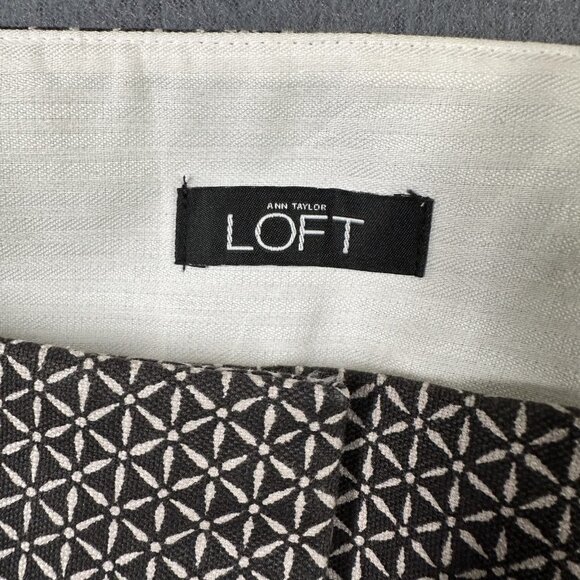 Ann Taylor Loft Pants Womens 8 Julie Ankle Slim Fit Stretch Crop Geometric Patte - Picture 6 of 10